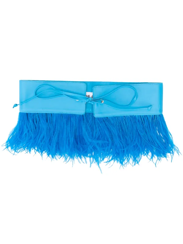 The Attico Feather Embellished Belt in Blue