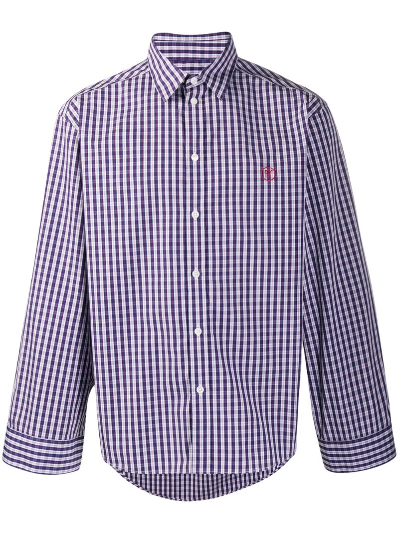 Martine Rose Check-print Logo Shirt In Blue