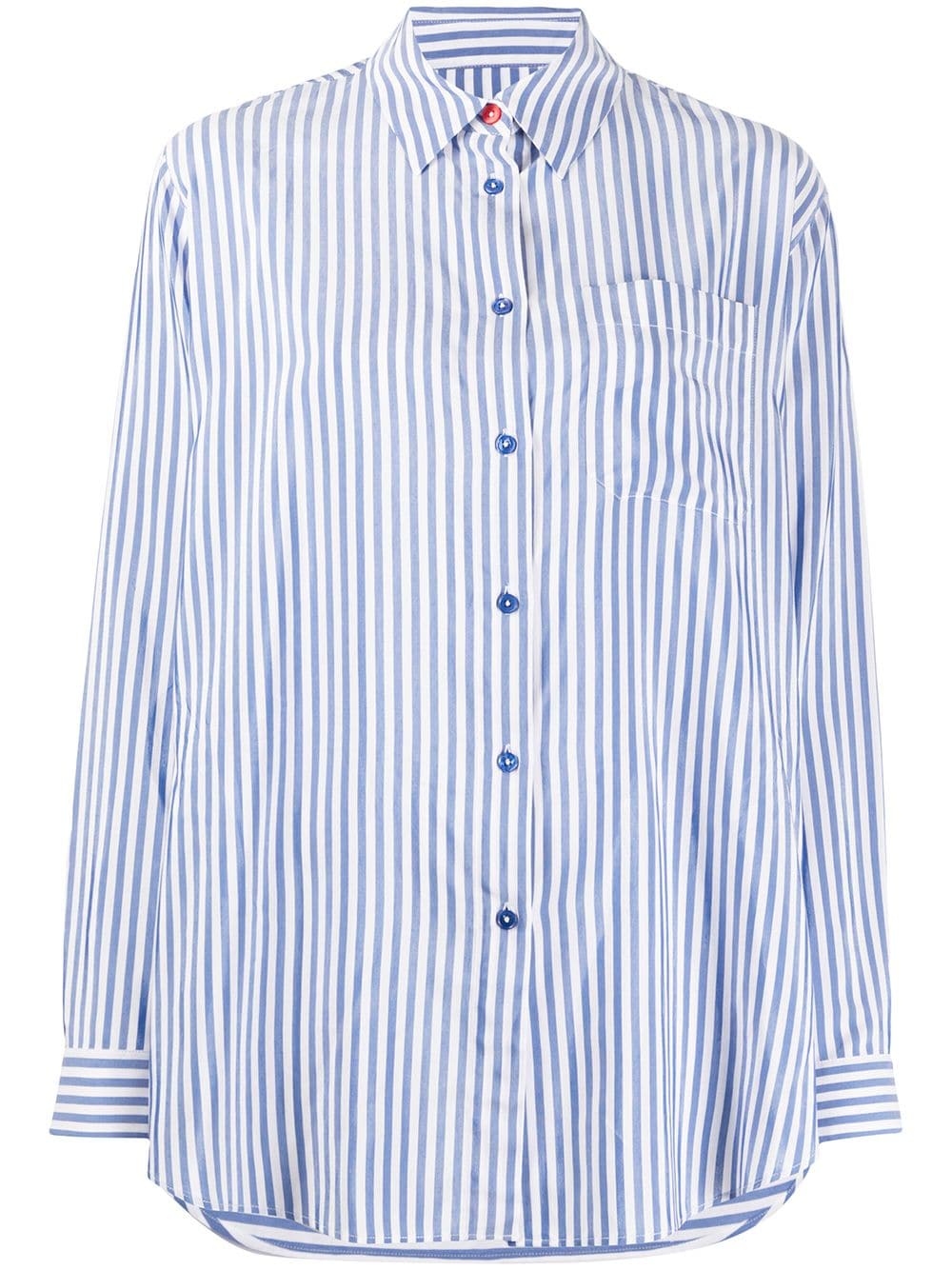 Ps By Paul Smith Striped Poplin Shirt In Blue