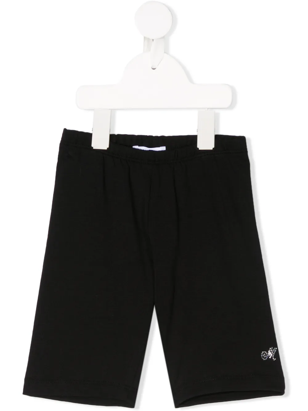 Monnalisa Rhinestone Logo Track Shorts In Black