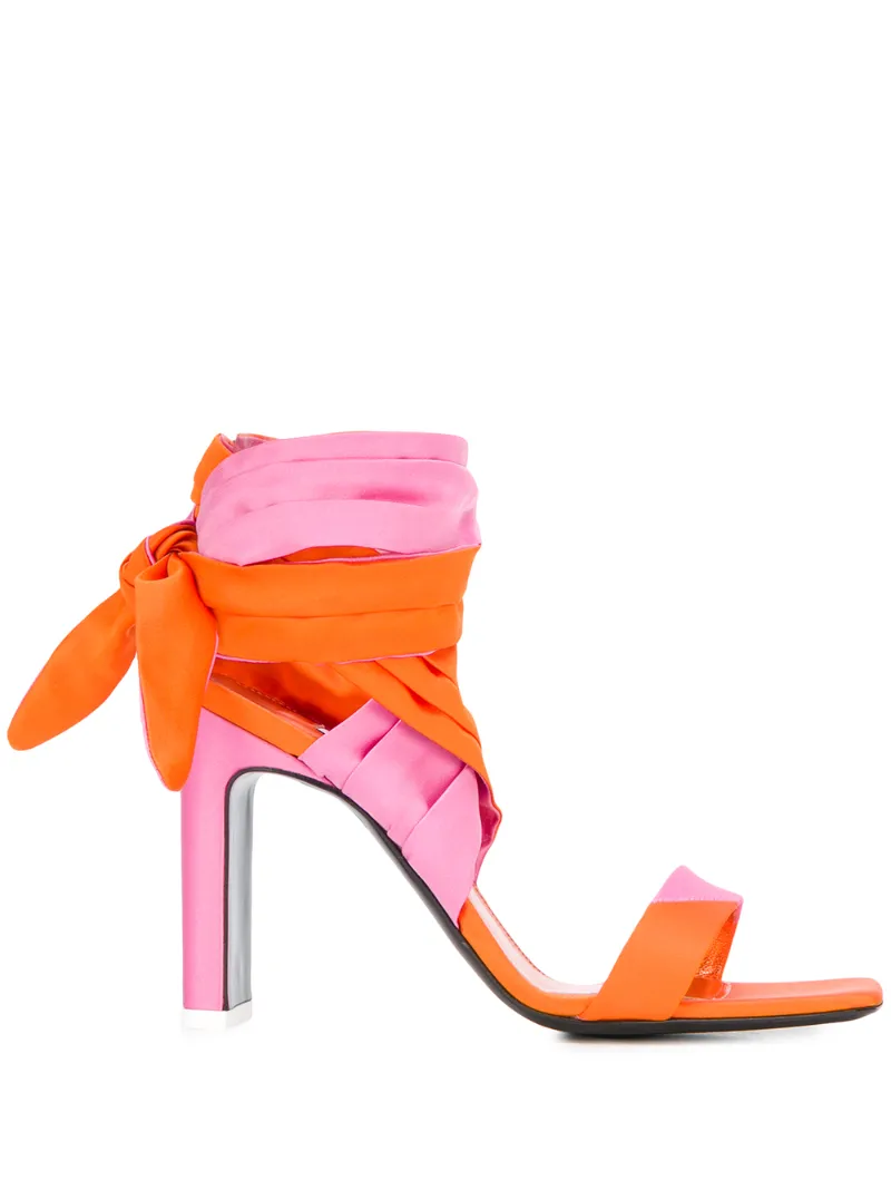orange tie up sandals