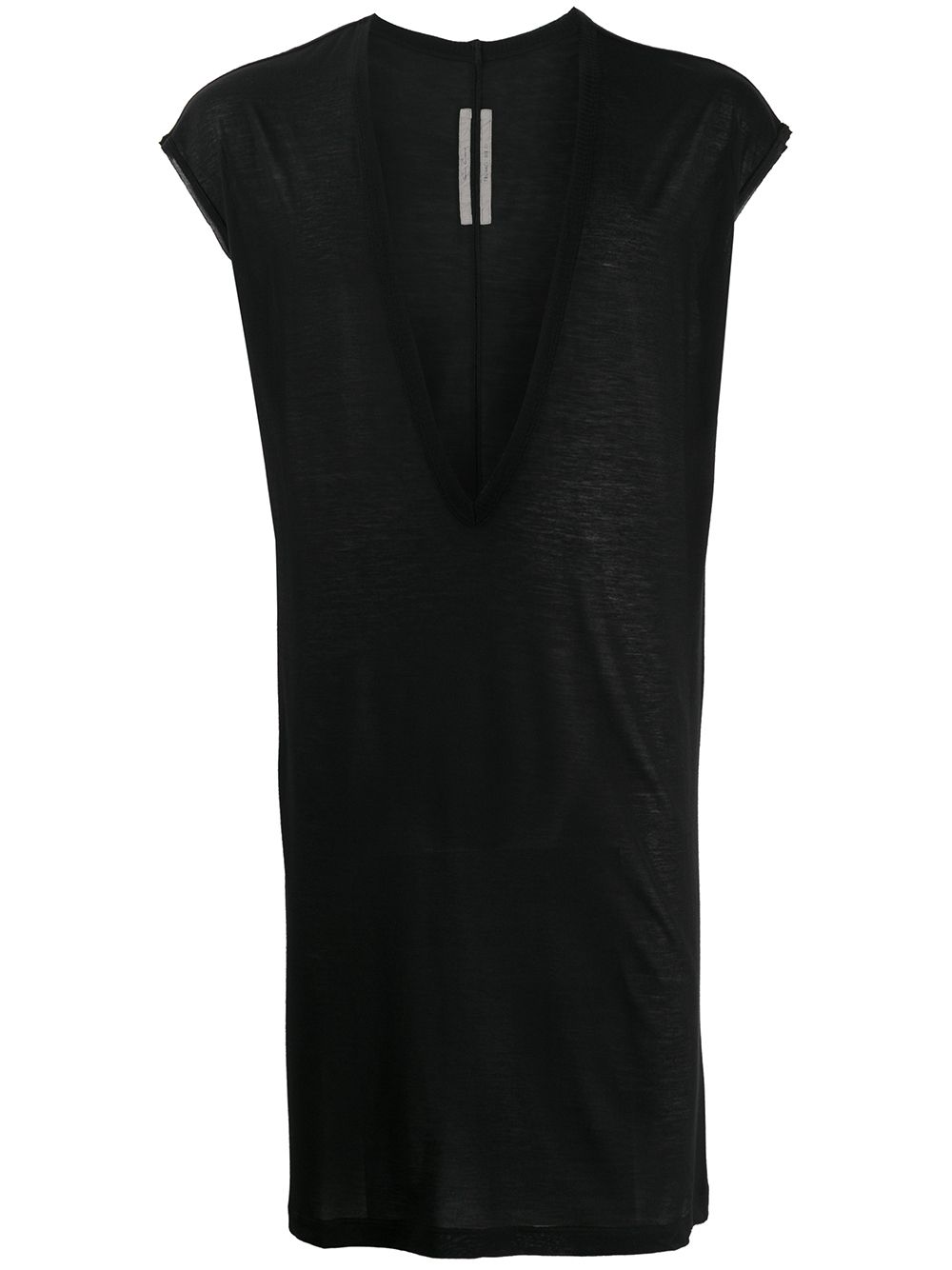 Rick Owens Deep V-neck Mid-length T-shirt In Black