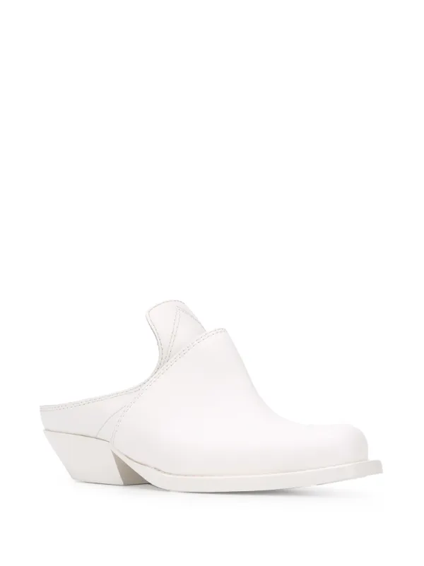 heeled mules white