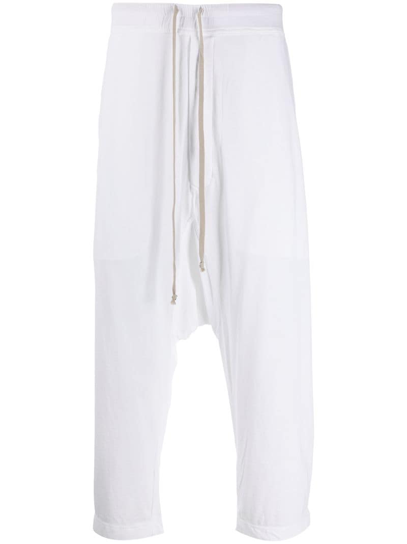Rick Owens Drkshdw Dropped Crotch Drawstring Track Trousers In White