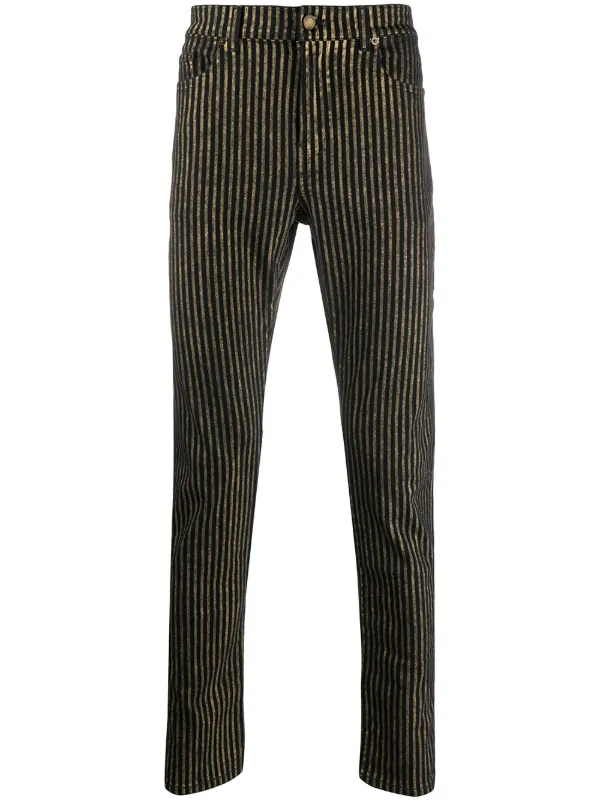 black and gold striped pants