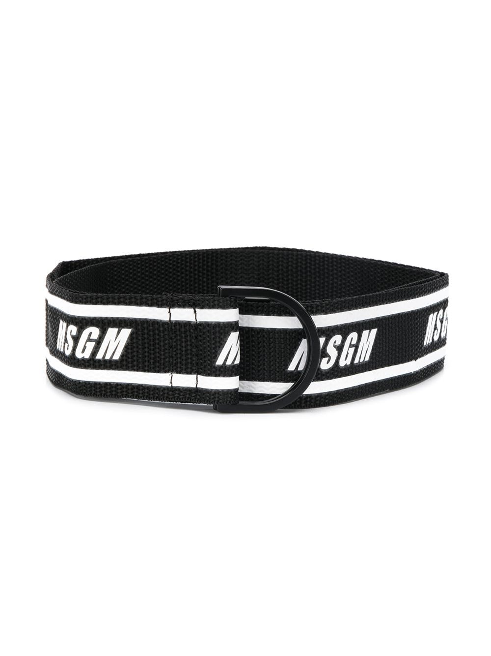 Msgm Kids' Logo-print Buckled Belt In Black