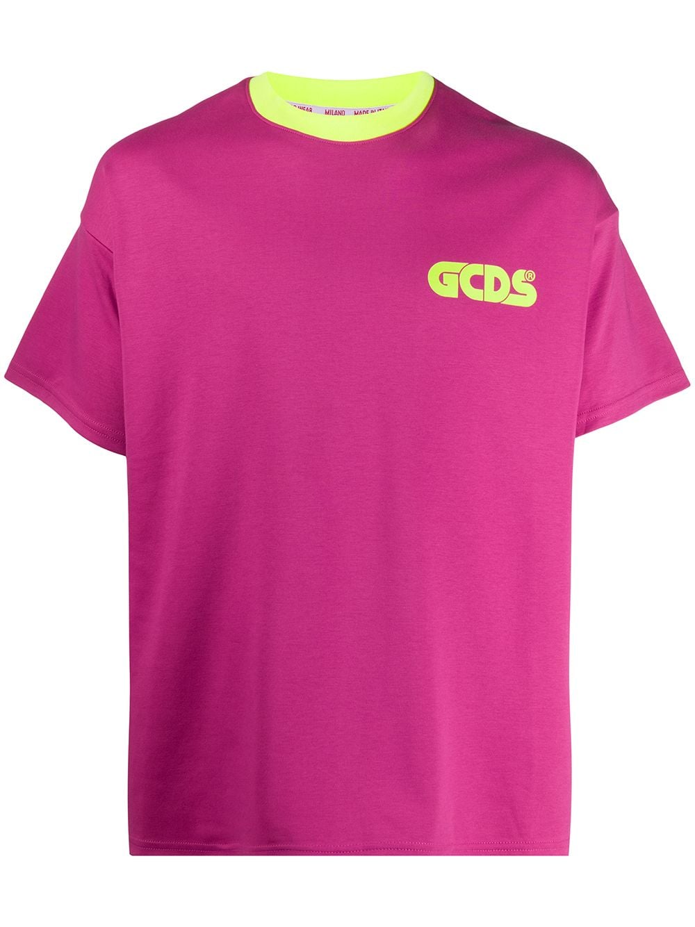 GCDS NEON COLLAR T-SHIRT