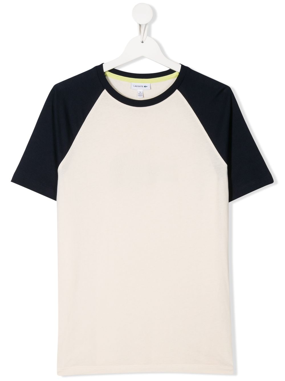 Lacoste Teen Contrast Sleeve T-shirt In Neutrals