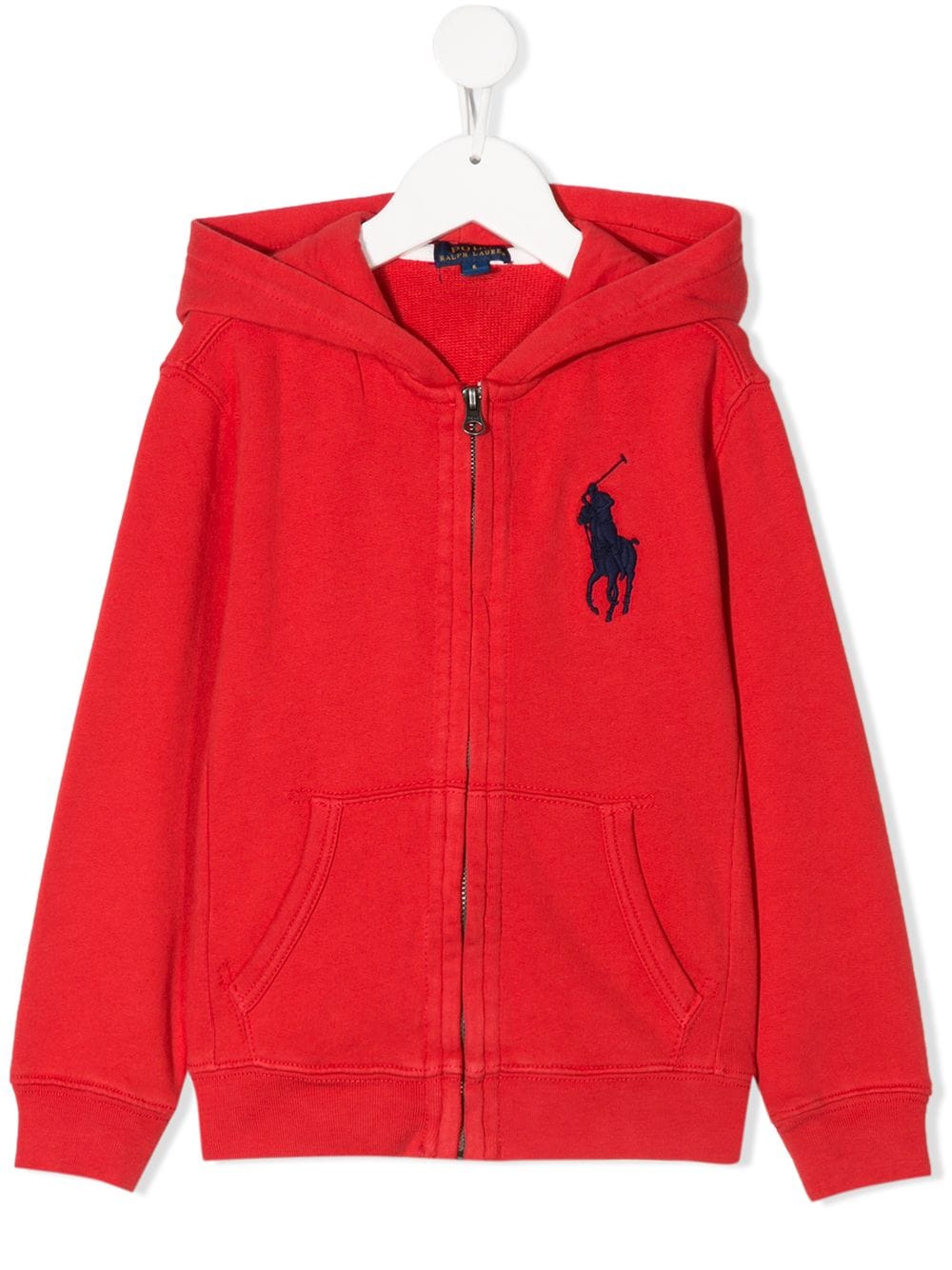 Ralph Lauren Kids' Logo Embroidered Zipped Hoodie In Red