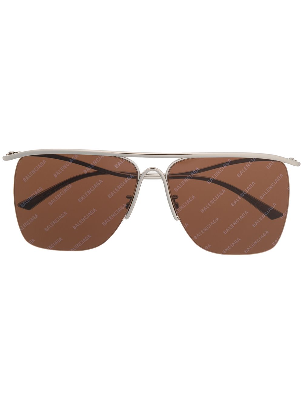 Balenciaga Curve Navigator Square-frame Sunglasses In Metallic