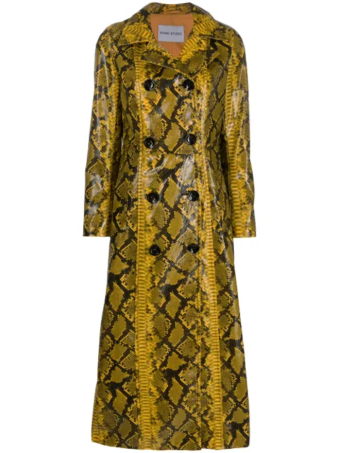 STAND STUDIO Cappotto doppiopetto con stampa serpente