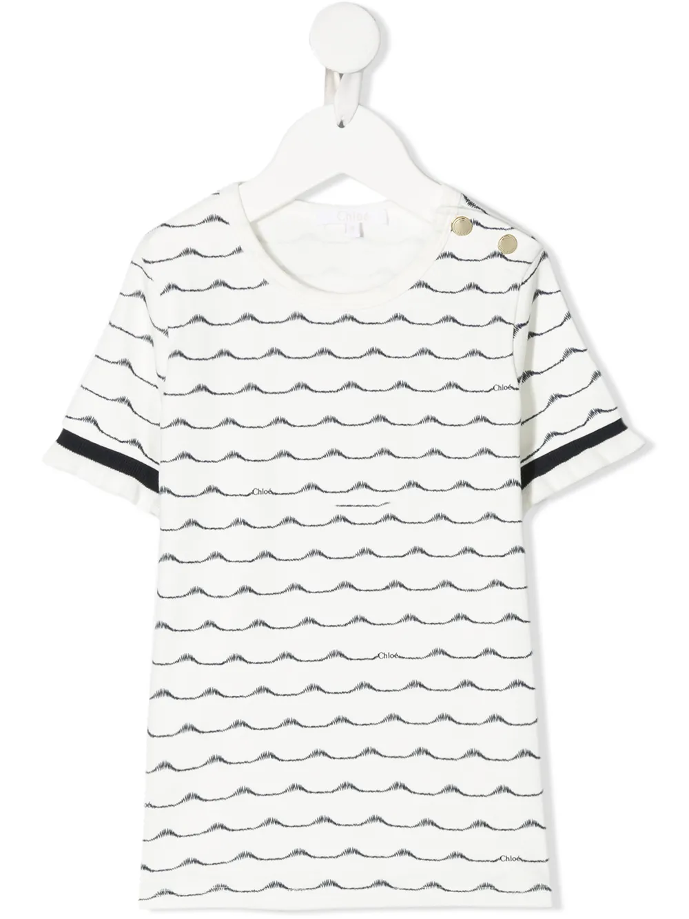 Chloé Wave-print Crew-neck T-shirt In White