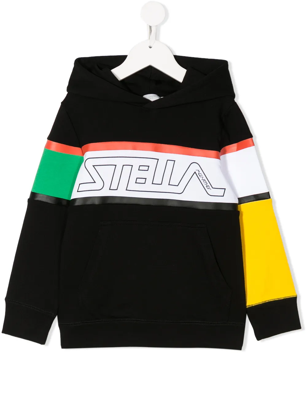 Stella Mccartney Logo-print Colour-block Hoodie In Black
