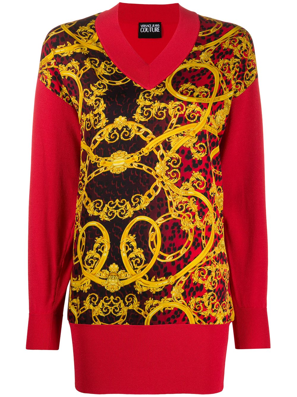 VERSACE JEANS COUTURE KNITTED BAROQUE PRINT JUMPER