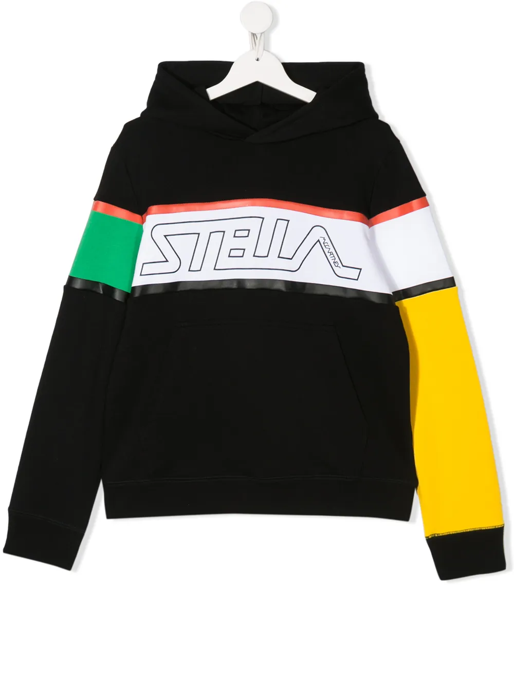Stella Mccartney Logo-print Colour-block Hoodie In Black