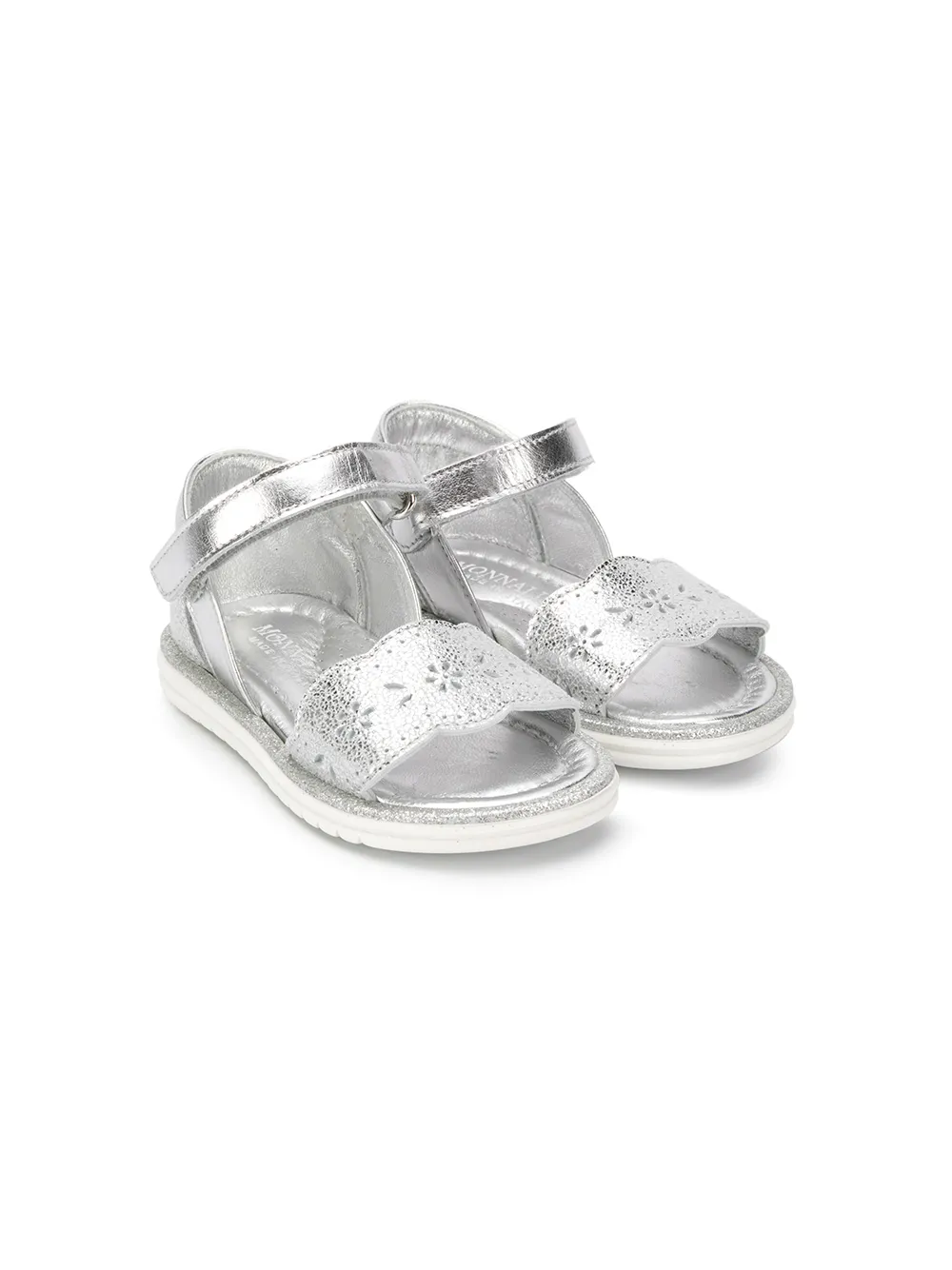 Monnalisa Kids' Laser-cut Flower Sandals In Silver