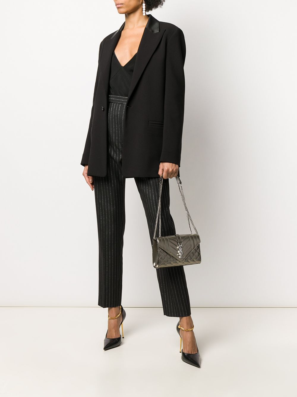 Saint Laurent Broek met krijtstreep - Zwart