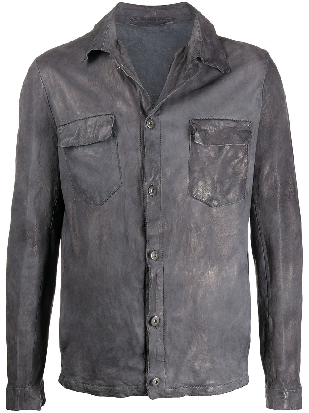 Salvatore Santoro Leather Shirt Jacket In Grey