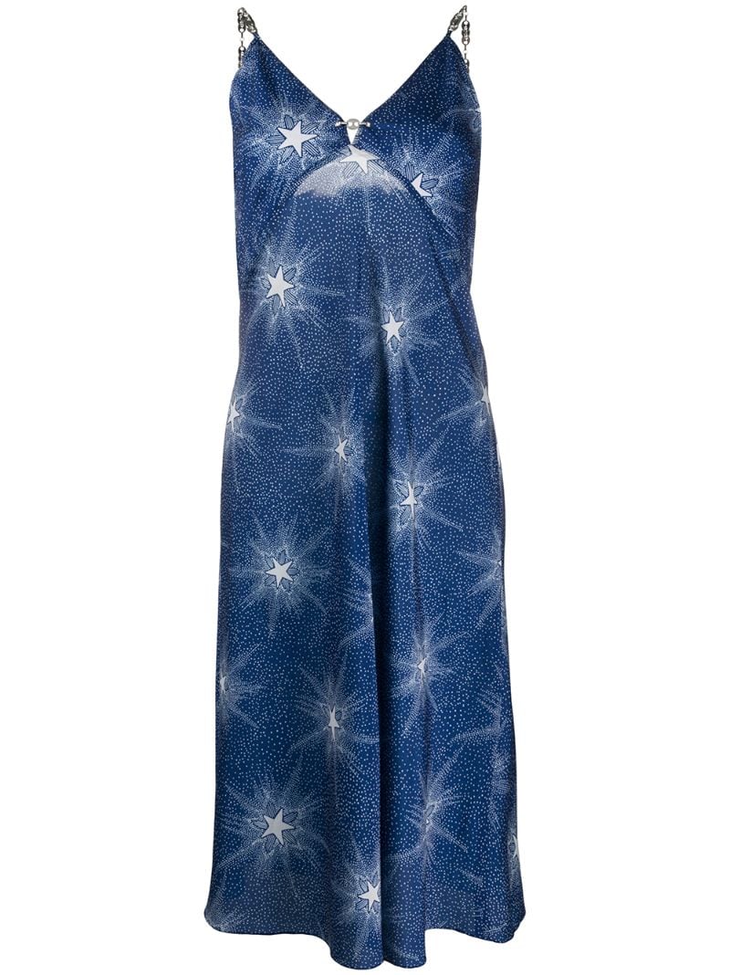 Rabanne Star Print Midi Dress In Blue