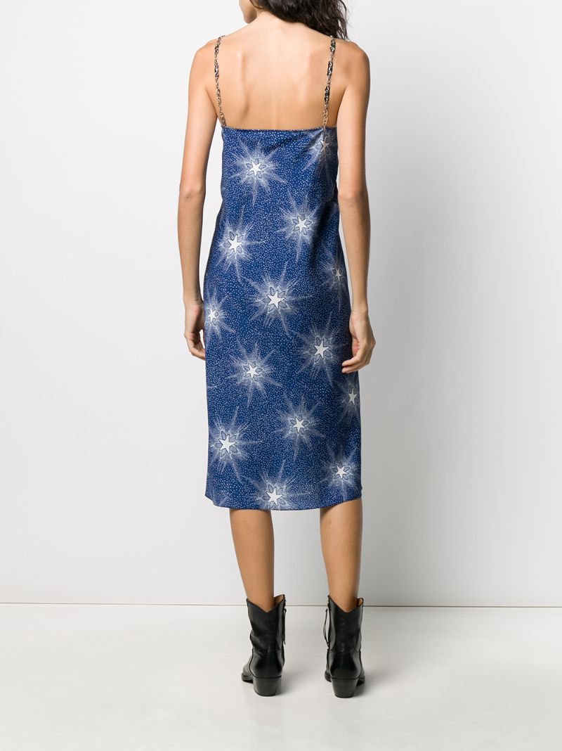 Shop Rabanne Star Print Midi Dress In Blue