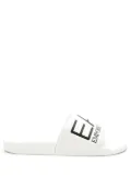 Ea7 Emporio Armani logo-embossed faux-leather slides - White