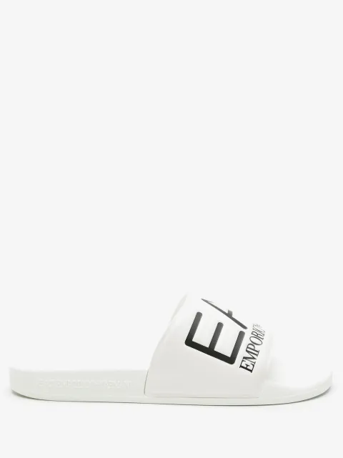 Ea7 Emporio Armani logo-embossed faux-leather slides