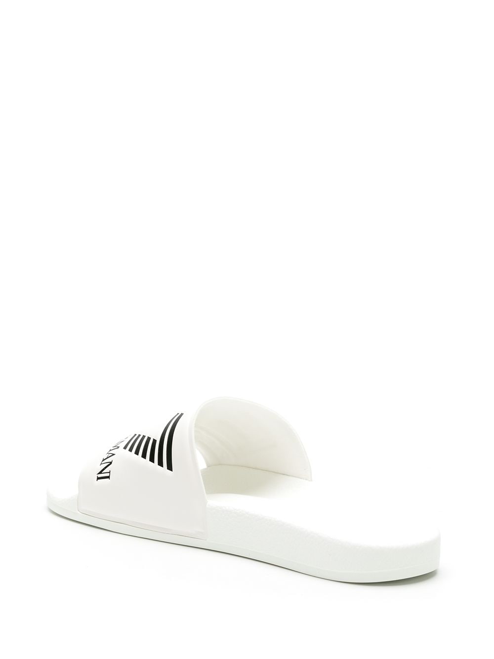 Shop Ea7 Logo-embossed Faux-leather Slides In White