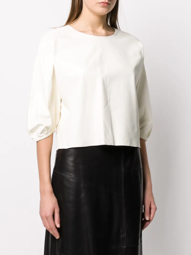ARMA CROPPED LEATHER T-SHIRT