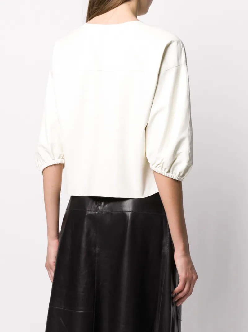 ARMA CROPPED LEATHER T-SHIRT