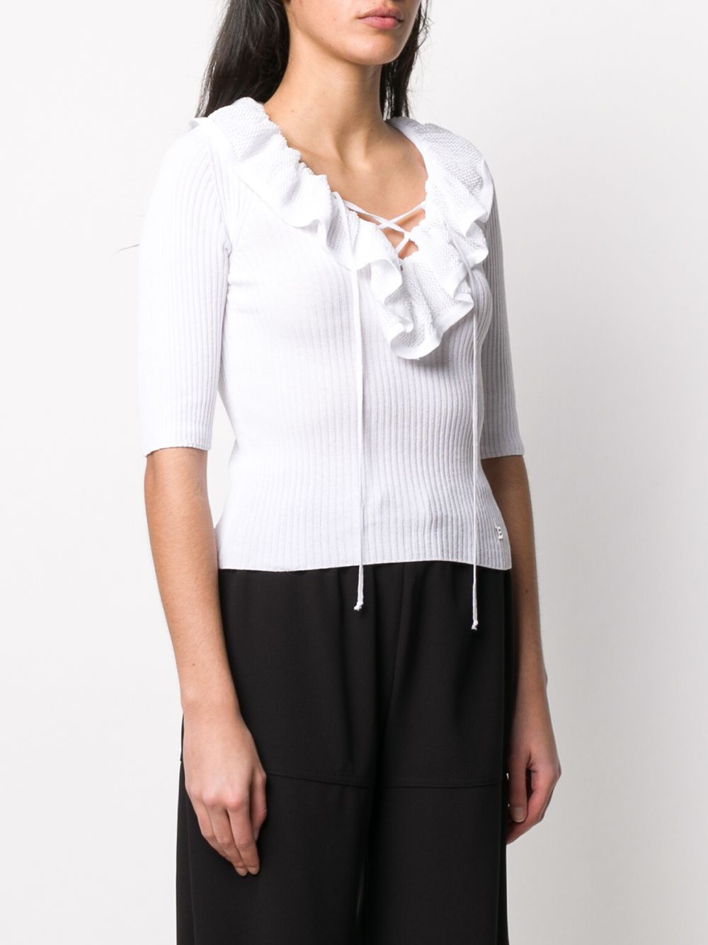 фото Ermanno ermanno ruffled-neck knitted top