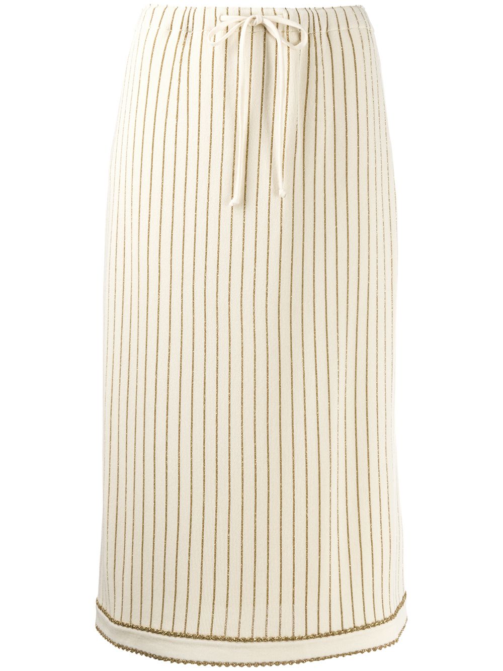 Shop Gucci Pinstripe Midi Skirt In Neutrals