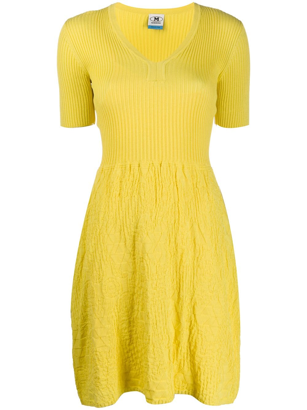 M Missoni Textured Knit Dress In Yellow