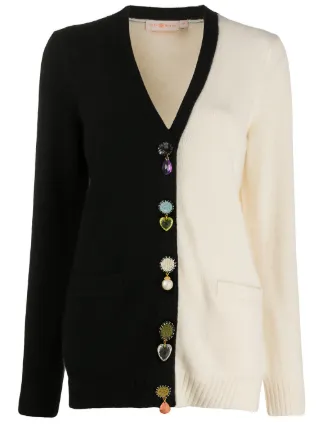 tory burch button embellished cardigan