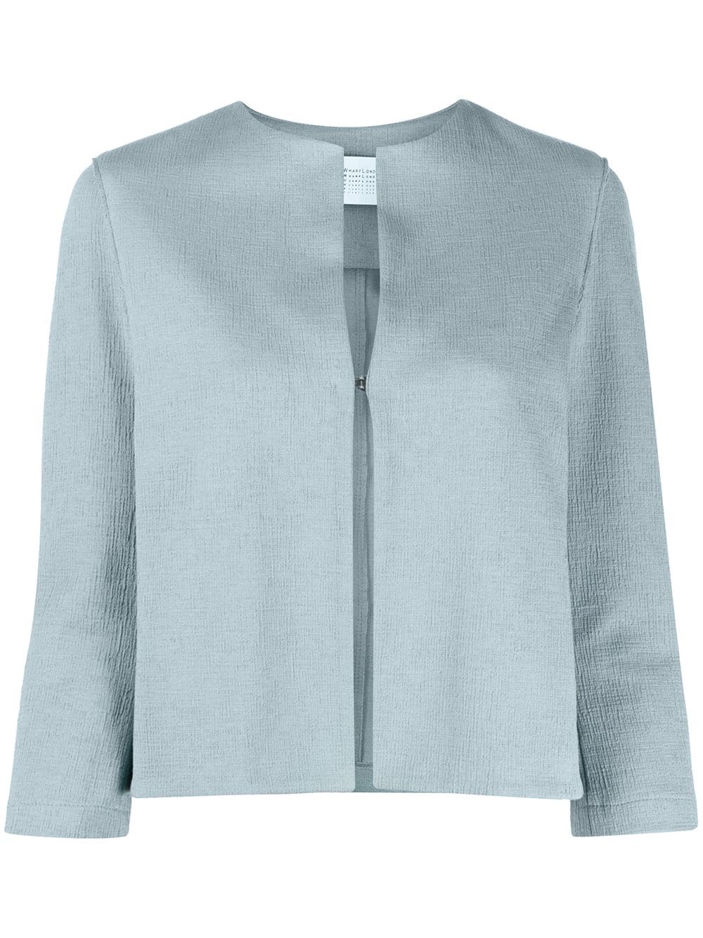 Shop Harris Wharf London Collarless Round-neck Jacket In Blue