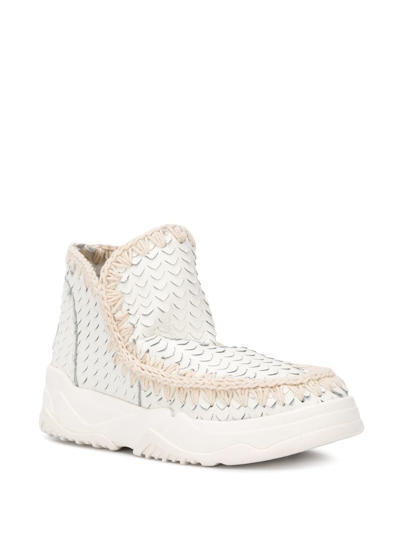 Shop Mou Eskimo Textured Ankle Boots In White