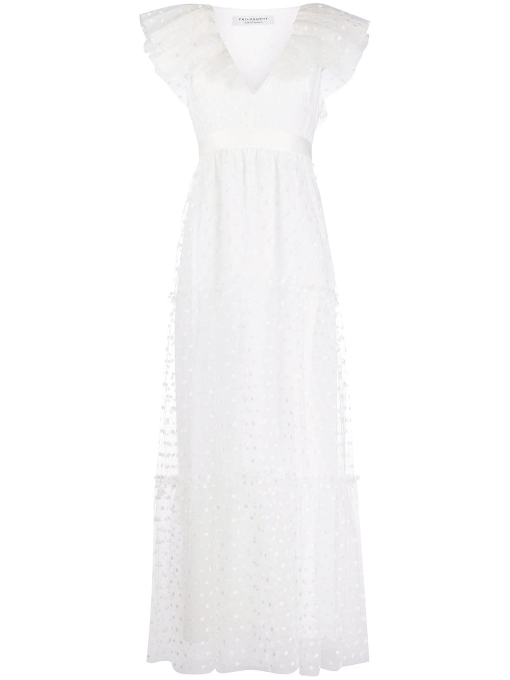 PHILOSOPHY DI LORENZO SERAFINI EMBROIDERED FLORAL MAXI DRESS