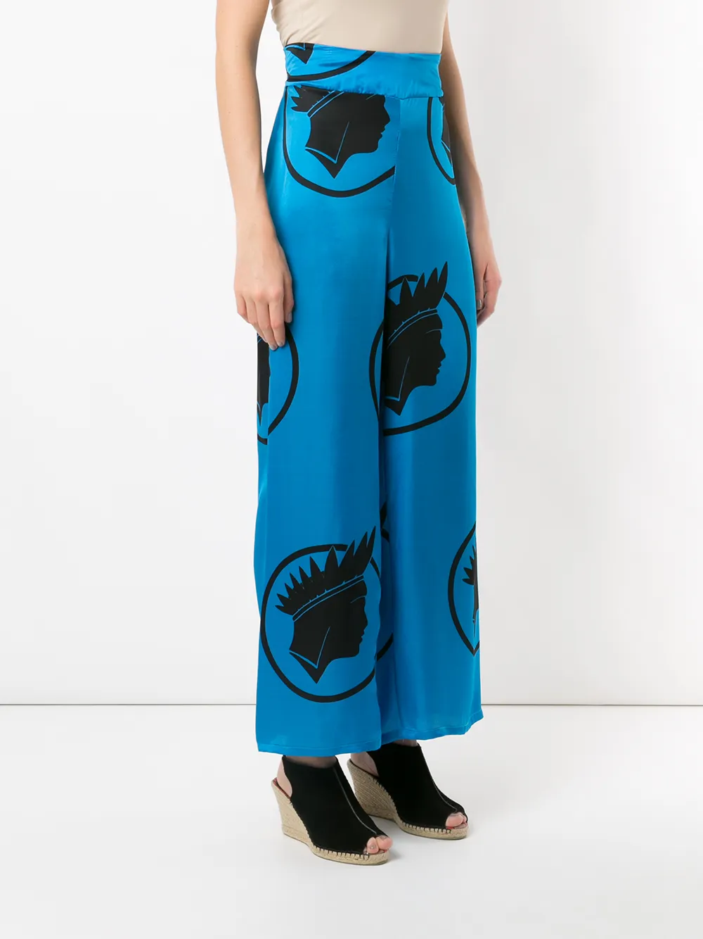 Amir Slama Silk índio Wide Leg Trousers - Blue 