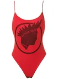Amir Slama Índio print high cut leg swimsuit - Red