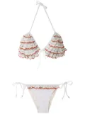 Amir Slama ruffled triangle bikini set - White