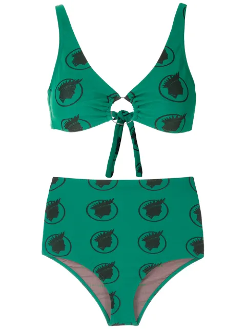 Amir Slama bikini de tiro alto con estampado Índio