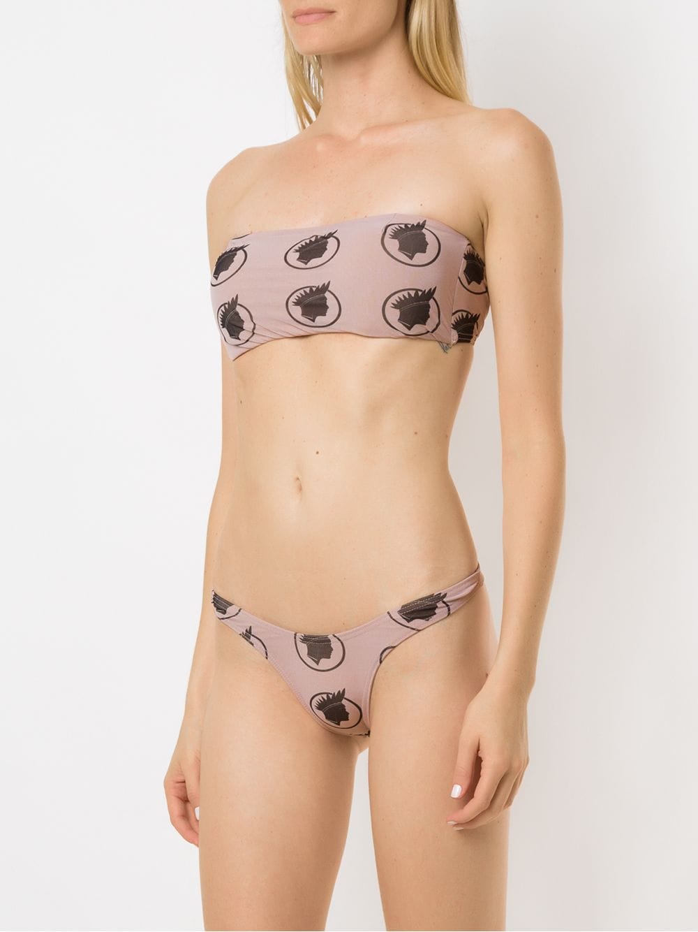 Shop Amir Slama Índio Print Bikini Set In Neutrals