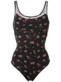 Amir Slama floral mesh panels swimsuit - Black