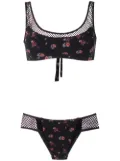 Amir Slama mesh panels printed bikini set - Black