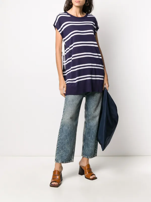 MM6 Maison Margiela Striped Pattern T-shirt | Blue | FARFETCH CA
