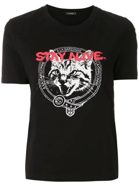 À La Garçonne cat print T-shirt