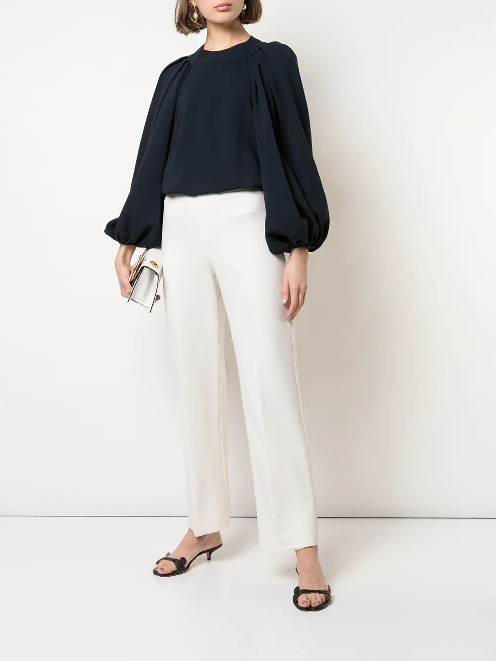 Image 2 of Oscar de la Renta open-back balloon-sleeved blouse