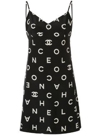 CHANEL Pre-Owned 1997 Branded Slip Dress - Farfetch