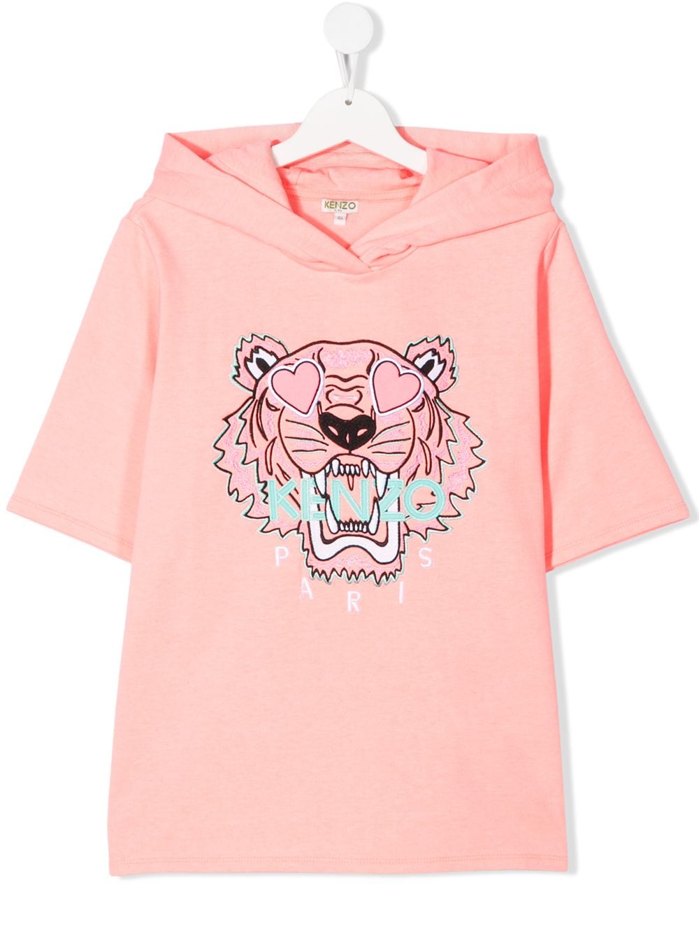 Kenzo Teen Embroidered Tiger Hoodie In Pink