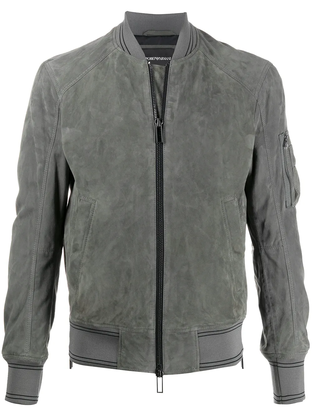 emporio armani leather bomber jacket