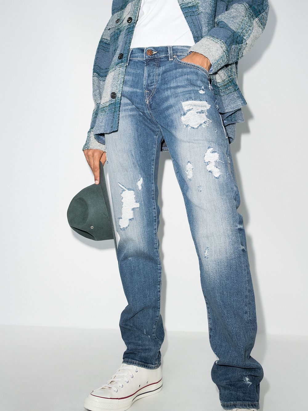 фото True religion джинсы rocco с эффектом потертости